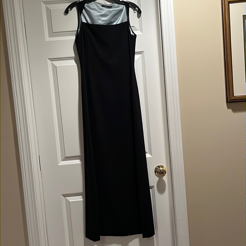 Tahari black maxi dress.